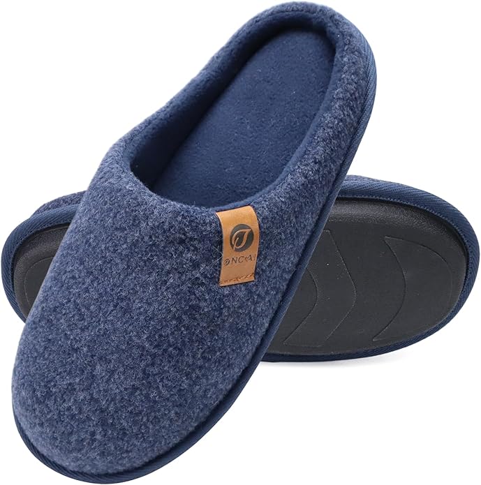 ONCAI Men's House Slippers Memory Foam Slip-On Warm Cozy Scuff Home Bedroom Shoes with Indoor/Outdoor Rubber Soles US Size 7-15