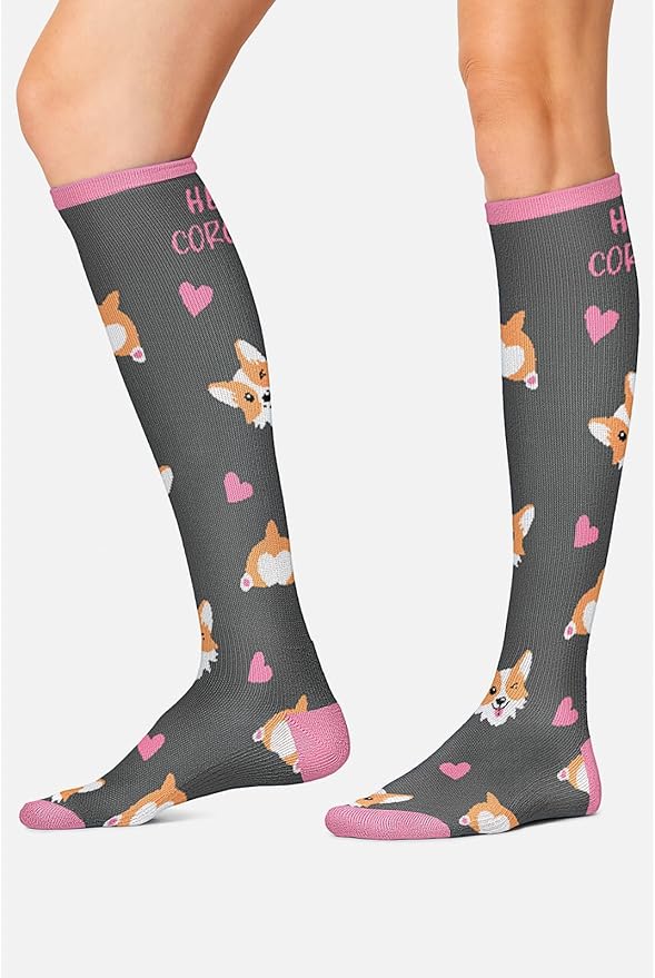Cherokee Women's 10-15mmHg Compression Socks – Fun Print Knee Highs with Light Support, Soft Feel - PRINTSUPPORT