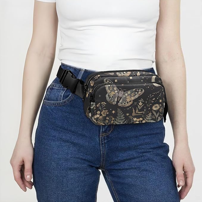 Butterfly Plant Fanny Pack for Women Men Water Resistant Fashion Waist Packs with Adjustable Strap Belt Bag for Travel Workout Jogging Hiking 21220253