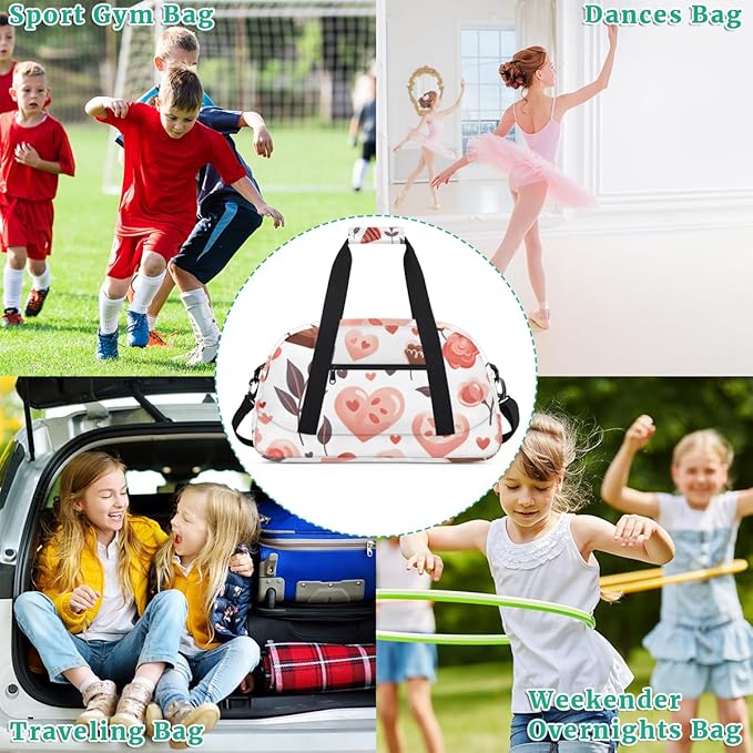 Green Leaf Love Chocolate Kids-Duffel-Bags Gymnastics Dance Bag Carry-On Overnight Travel Gym Lightweight Dance Sports Bags For Girls Boys Kids,