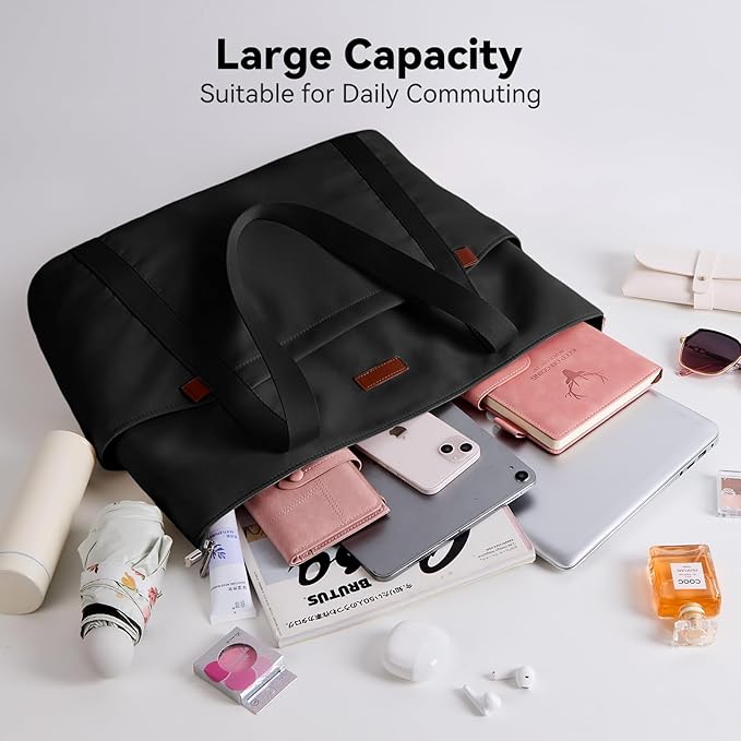 Handbags for Women Large Capacity Tote Bag with Zipper and Multi-Pockets Lightweight Waterproof Nylon Shoulder Bag