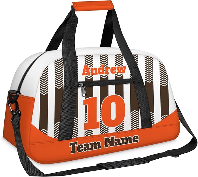 Basketball Soccer Gifts for Boys Girls - Custom Sports Duffle Bag, Personalized Name & Team Bag, Water-Resistant Gym Bag for Basketball, Soccer, Volleyball | Y-Brown Orange