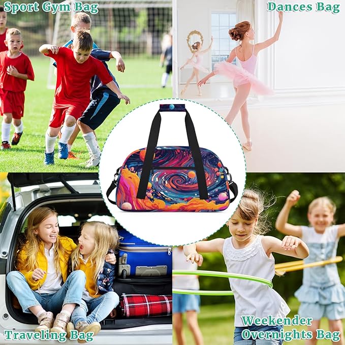 Art Planet Gym Travel Duffle Bag for Women & Men with Front Zipper Pocket for Sports, Overnight, Weekender, Carry On,Workout & Dance Bag,18.9 * 8.7 * 10.6 in