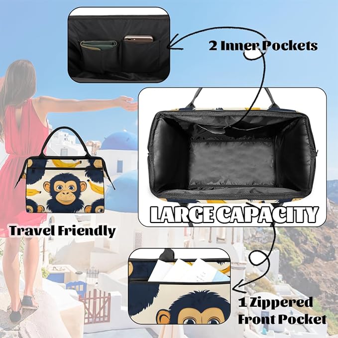 Monkey Overnight Weekender Bag for Women Men Travel Duffel Bags Waterproof Luggage Carry on Sports Yoga Gym Bag