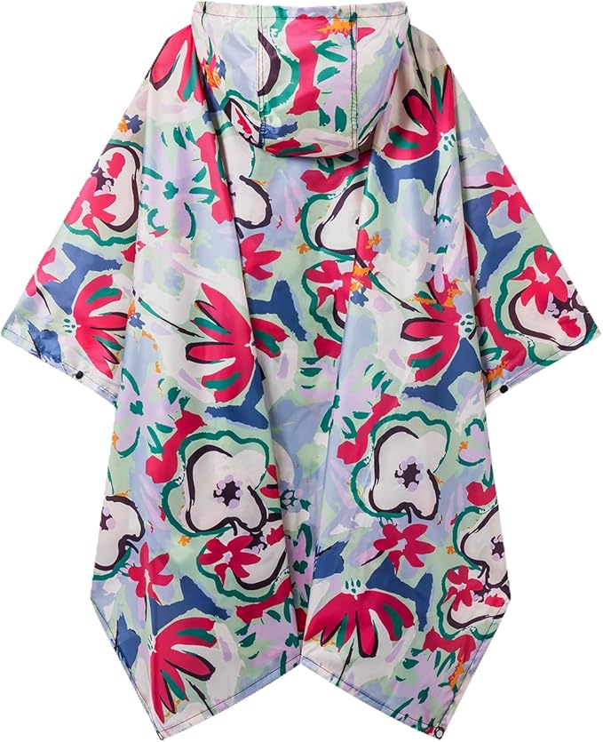 Hooded Rain Poncho for Adults - Waterproof Rain Coat and Lightweight Jacket 3-in-1 Multi-Function with Pockets