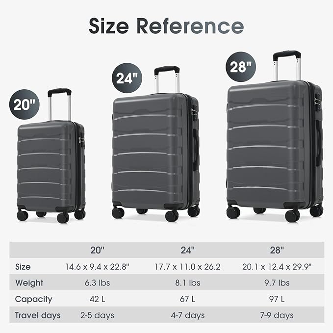 Merax 28 Inch Checked Luggage, Expandable Hardshell Suitcase with Spinner Wheels TSA Lock, Lightweight Scratch-Resistant ABS for Business Travel, Weekend Trips, Long Vacations
