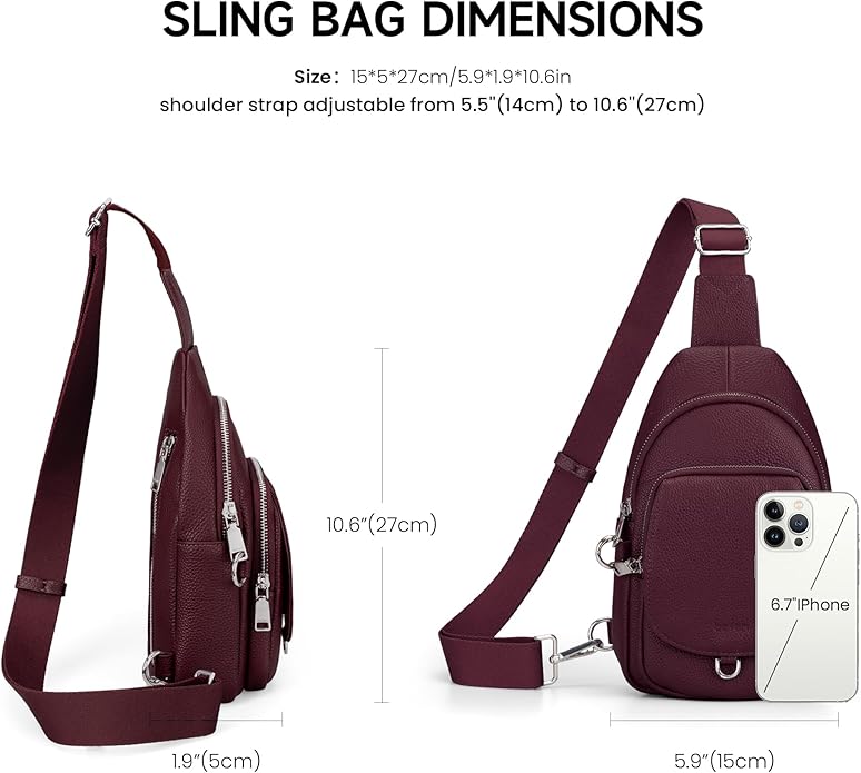 befen Anti Theft Genuine Leather Sling Bag for Women RFID Small Crossbody Bag Chest Bag Leather Fanny Packs for Travel