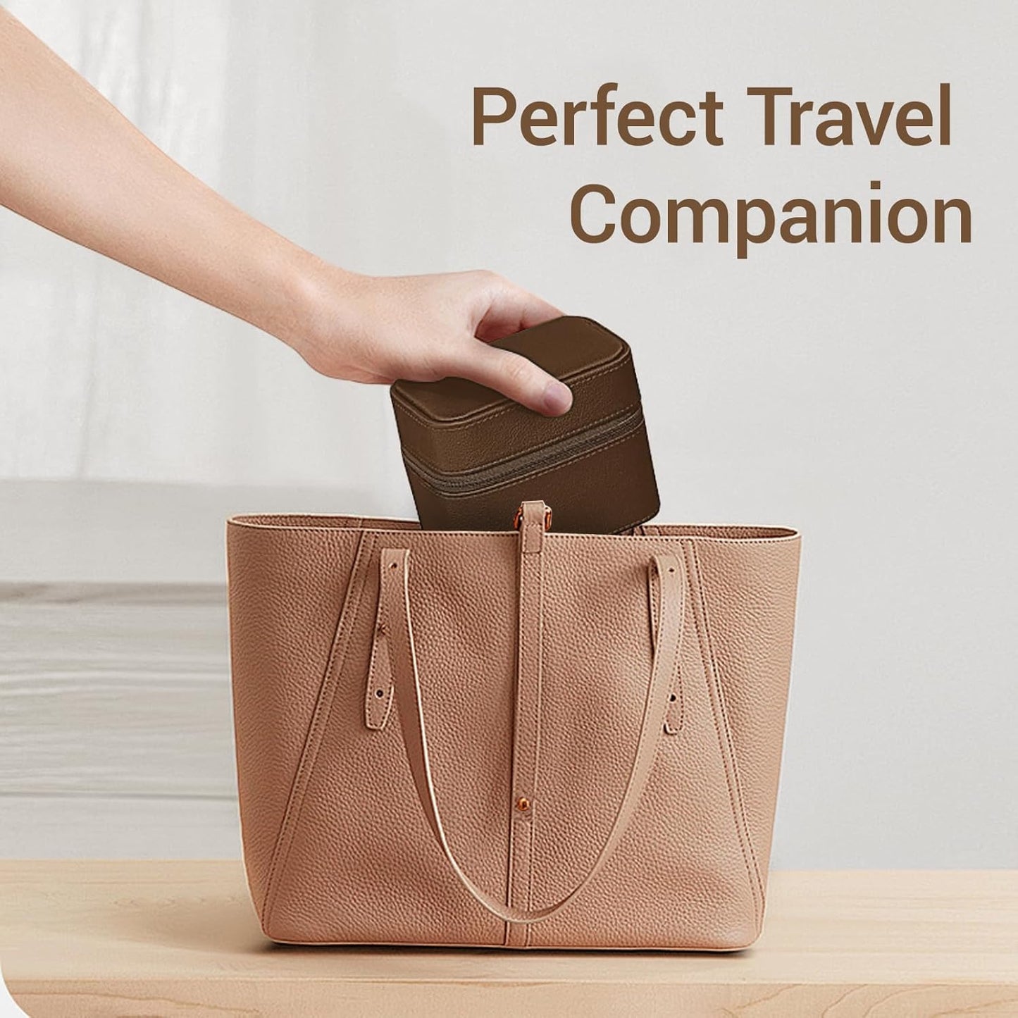 CONBOLA 2 Watch Travel Case for Men with Accessory Compartment,Compact Watch Box for Men Jewelry Case with Microsuede Interior,PU Leather Protect Fits Watches & Smartwatches Up to 55mm. (Brown)