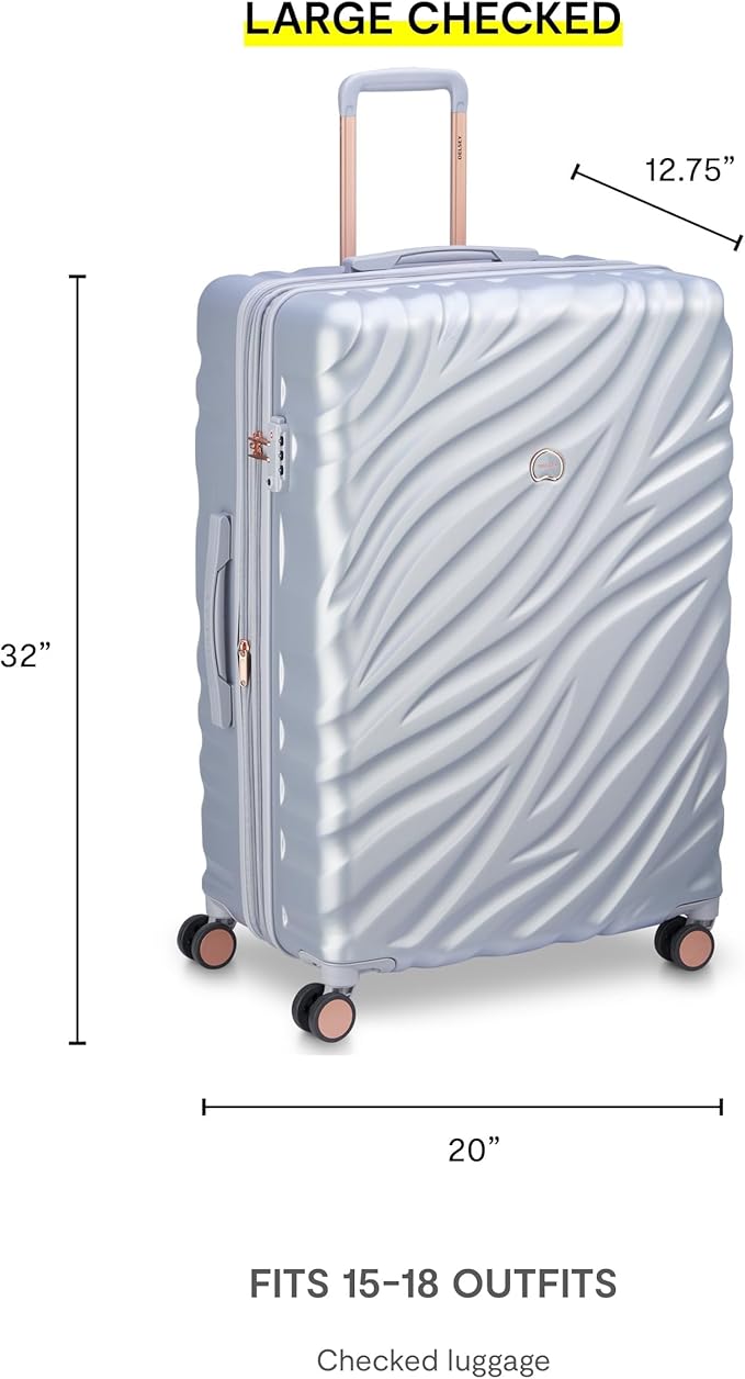 DELSEY PARIS Alexis Durable Luggage, Expandable Lightweight 4-Wheel Spinner, Easy Grip Handles for Smooth Mobility, TSA-Lock Incorporated, Men and Women, Platinum/Rose Gold, Check-In 29-Inch