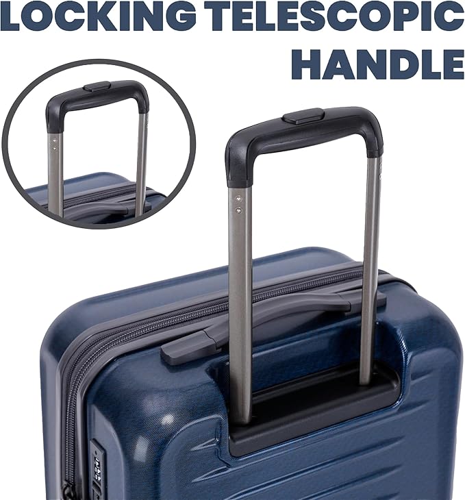 Spyder Rails 25 Inch Expandable Hardside Checked Suitcase with 360° Spinner Wheels, TSA Approved Lock