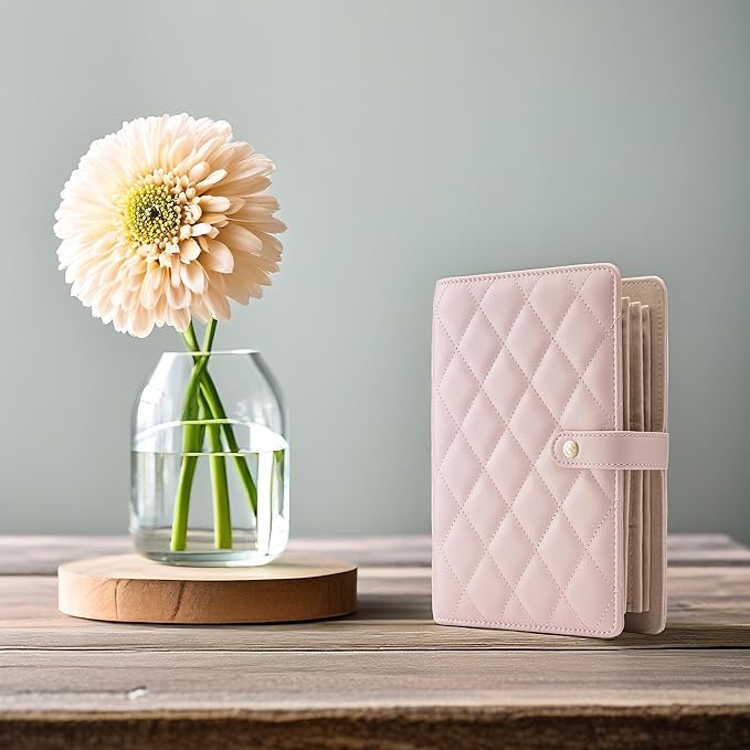 Vlando Jewelry Book Organizer - Leather Travel Jewelry Case with 5 Detachable Pages for Necklaces, Rings, Earrings, Tangle-Free, Giftable,Barely Pink