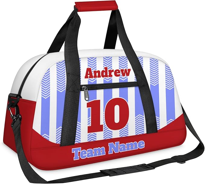 Basketball Soccer Gifts for Boys Girls - Custom Sports Duffle Bag, Personalized Name & Team Bag, Water-Resistant Gym Bag for Basketball, Soccer, Volleyball | Y-Cyan Red
