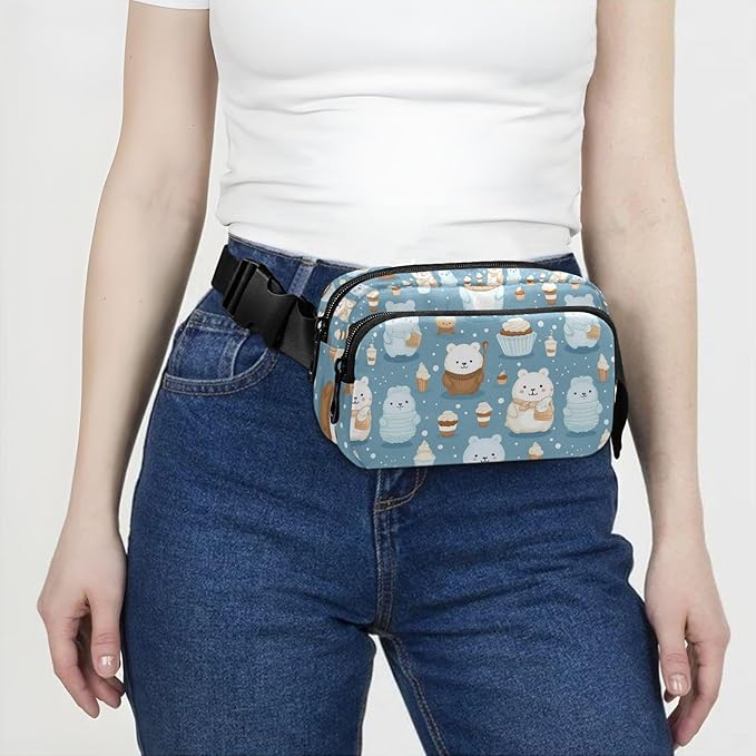 Cute Bear Ice Cream Fanny Pack for Women Men Water Resistant Fashion Waist Packs with Adjustable Strap Belt Bag for Travel Workout Jogging Hiking 21219742