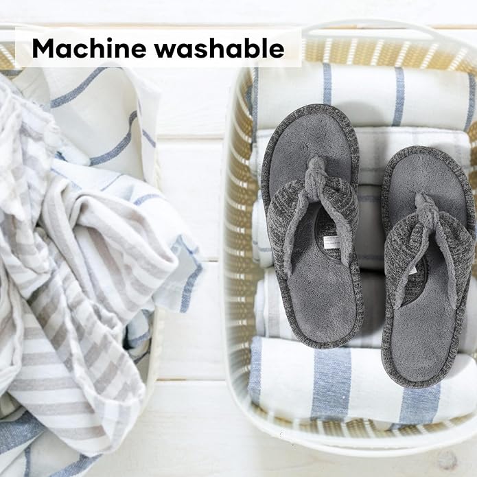 Wishcotton Women's Memory Foam Spa Thong Flip Flops Cozy Indoor Slippers, Ladies Summer Lightweight Open Toe House Sandals