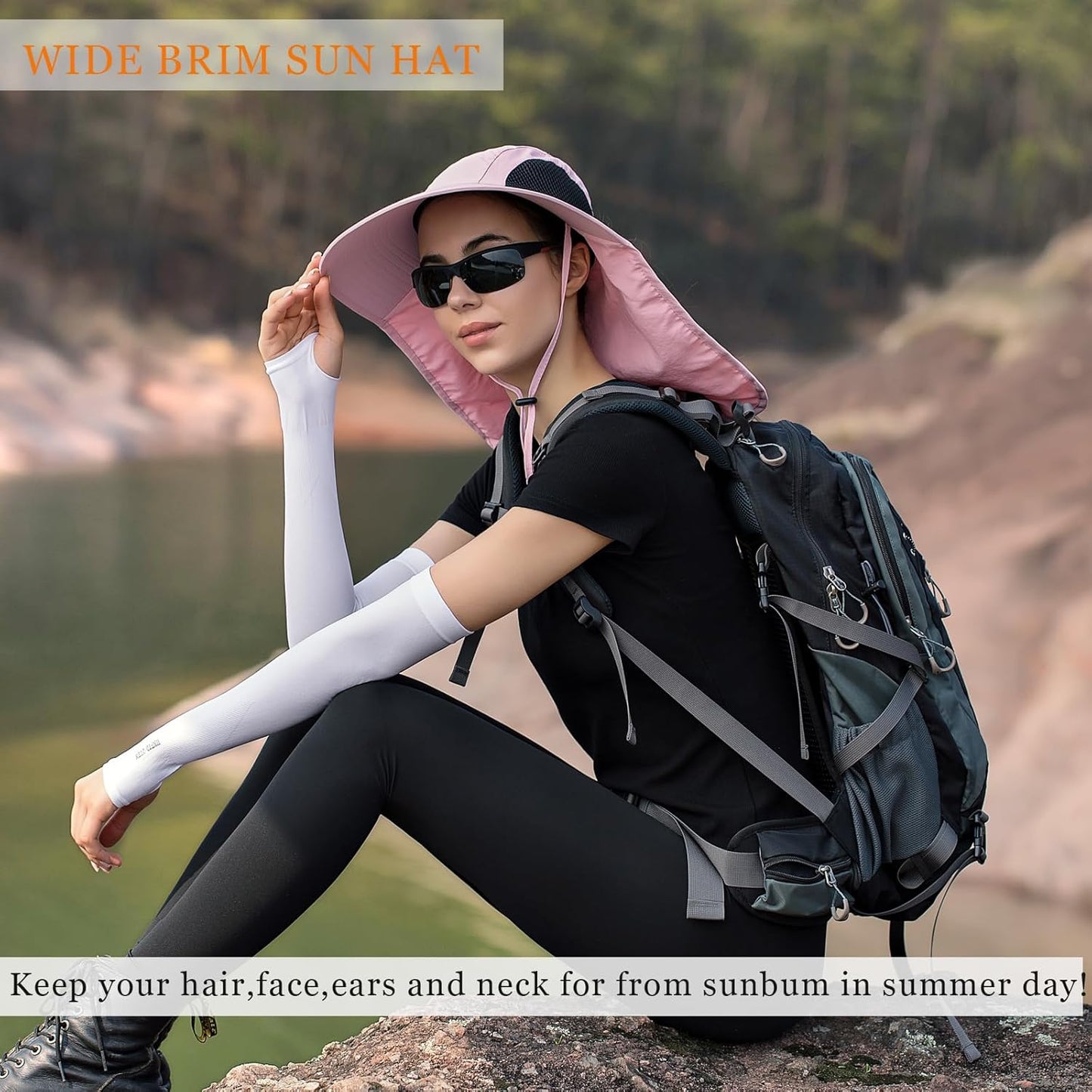 Sun Hat for Men Women with Neck Flap,UPF 50+ UV Protective Hiking Fishing Hats,Wide Brim Sun Hat for Women&Men