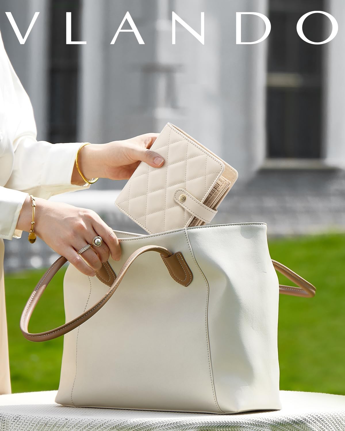 Vlando Travel Jewelry Organizer Case,Mothers Day Gifts for Her,Portable Jewelry Organizers Storage Book with Clear Zipper Velvet Jewelry Pouch Bag for Travel Essentials,Ring,Earring-Cream White