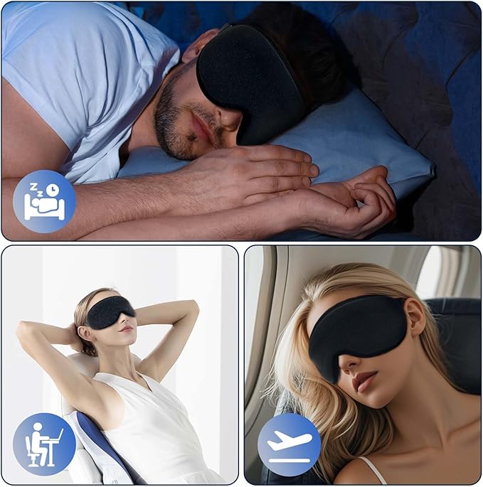 Eye Masks for Sleep, Sleep Masks, Sleep of 3D Light Blocking Blindfold, 3D Contoured Cup Sleeping Mask, Lash Extensions 3D Sleeping Mask, Travel Essentials for Flying, Eye Covers for Sleeping