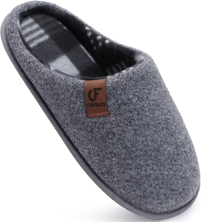 COFACE Unisex Mens Womens Cozy Memory Foam Scuff Slippers Casual Slip On Warm House Shoes Indoor/Outdoor Felt Sandal Slippers Size 4-15