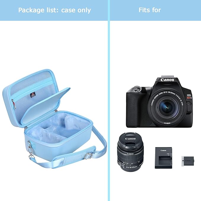 FBLFOBELI EVA Travel Storage Case for Canon EOS Rebel T7 / T8i / T5 / R50 / R100 DSLR Camera with 18-55mm Lens, Camera Protective Waterproof Carrying Bag (Case Only) (Blue)