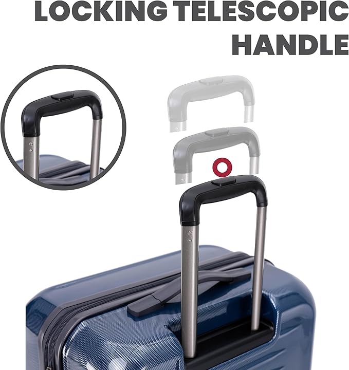 Spyder Rails Expandable Hardside Upright Suitcase with 360° Spinner Wheels, TSA Approved Lock (Navy, 3-Piece Set)