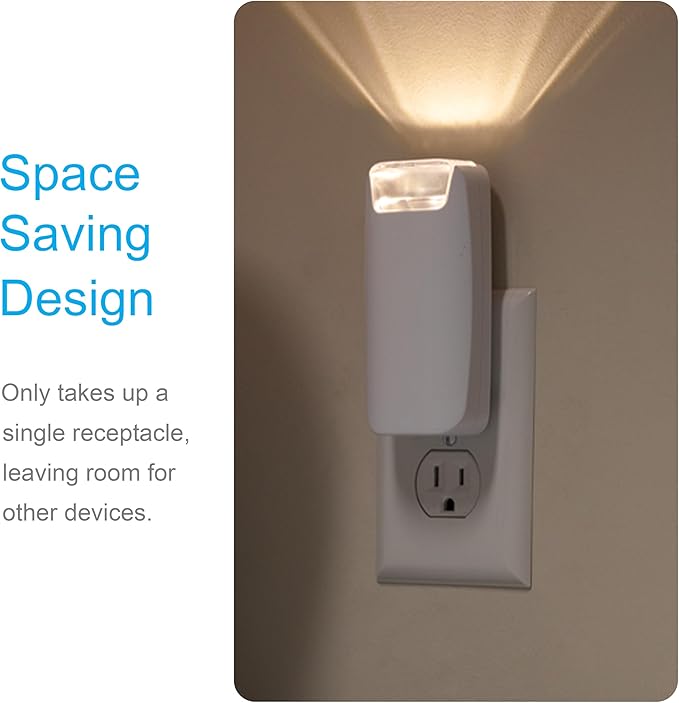 GE 4-in-1 Power Outage Plug in Night Light LED Flashlight for Dorm Room, Apartment Essentials, Battery Operated Lights Emergency Supplies, Dusk to Dawn Sensor Nightlight, 2 Pack, White 49578