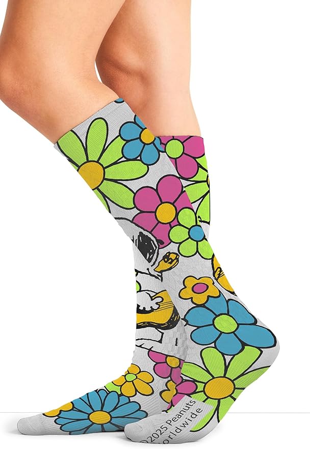 Cherokee Women's 10-15mmHg Compression Socks – Fun Print Knee Highs with Light Support, Soft Feel - PRINTSUPPORT