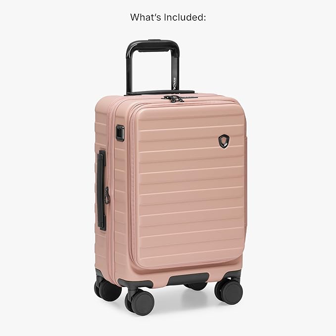 Traveler's Choice Novia Top Opening Expandable Polycarbonate Luggage with Spinner Wheels, Pink, 21-Inch Carry-on