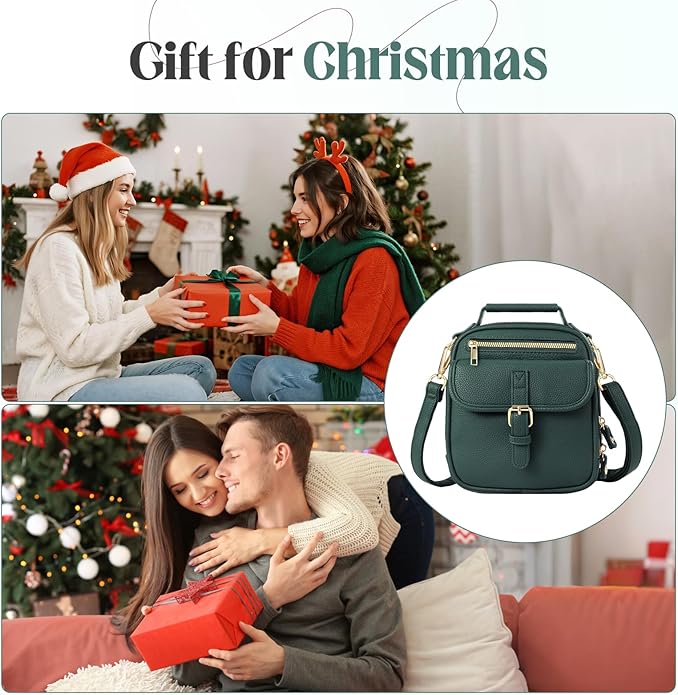 Vegan Leather Crossbody Bag for Women with 2 Straps, Small Messenger Bag with Anti Theft Zipper Pocket Vintage Shoulder Bag