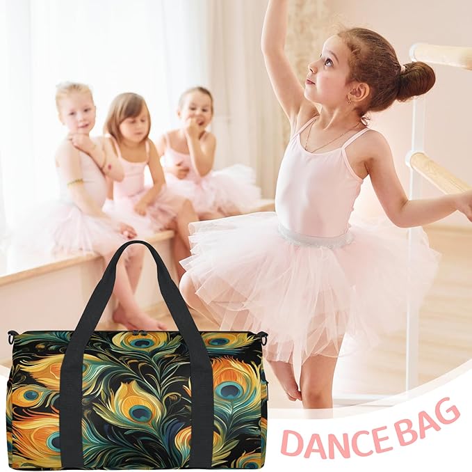 Peacock Feather Travel Duffle Bag for Women Men, Overnight Weekender Bag, Carry on Tote for Sport Gym