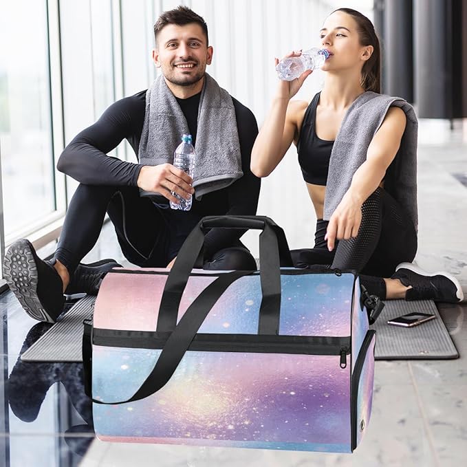 Colorful Sequin Pattern Sports Gym Bag with Wet Pocket & Shoes Compartment Waterproof Workout Duffel Bag for Women and Men Weekender Overnight Duffle Bag Travel Carry-on Tote