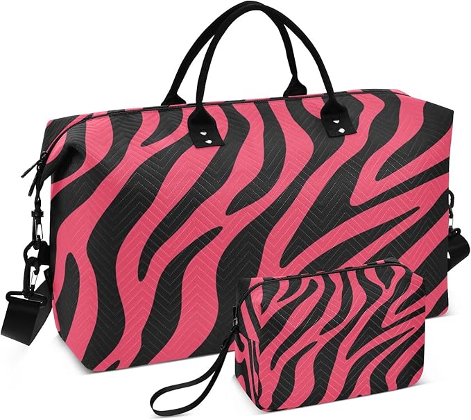 Travel Duffle Bag, Red Pinto Print Pattern Gym Bag with Storage Bag Weekender Overnight Bag for Men Women Trip Sports Yoga