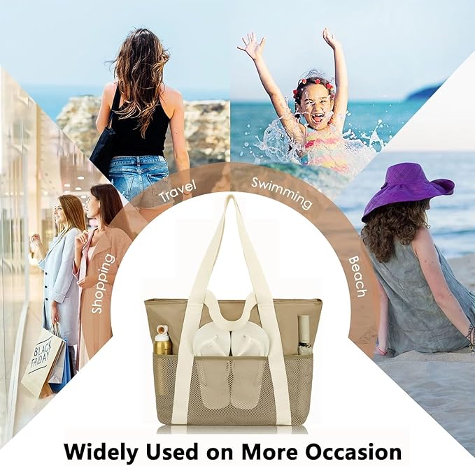 Mesh Beach Bag for Women, Casual Hobo Bags Large Beach Tote for Pool Travel Cruise Vacation Essentials