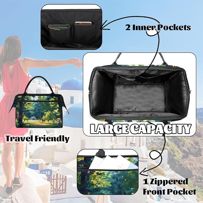 Camp Forest Overnight Weekender Bag for Women Men Travel Duffel Bags Waterproof Luggage Carry on Sports Yoga Gym Bag