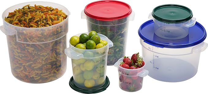 Carlisle FoodService Products Storplus Round Food Storage Container with Stackable Design for Catering, Buffets, Restaurants, Polypropylene (Pp), 6 Quart, Clear