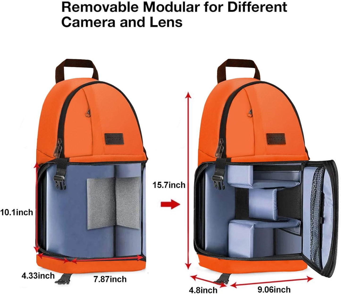 MOSISO Camera Sling Bag, DSLR/SLR/Mirrorless Camera Backpack Case Shockproof Photography Backpack with Tripod Holder & Removable Modular Inserts Compatible with Canon/Nikon/Sony/Fuji