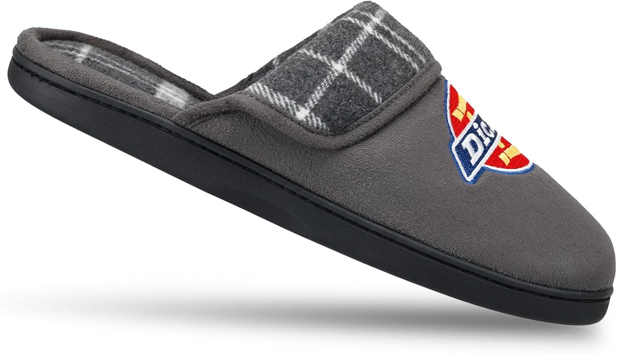 Dickies Men's Slide-on Memory Foam Scuff Slipper With Embroidered Logo - Indoor/Outdoor Sole