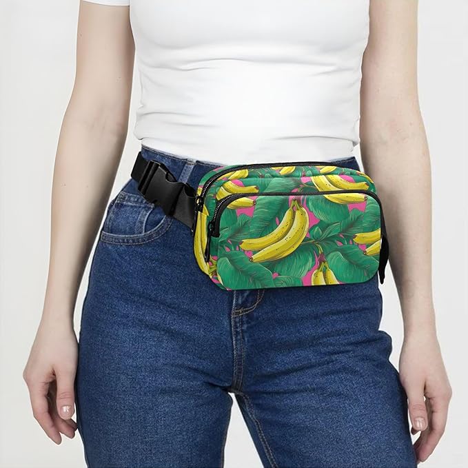 Tropical Bananas Fanny Pack for Women Men Water Resistant Fashion Waist Packs with Adjustable Strap Belt Bag for Travel Workout Jogging Hiking 21219746
