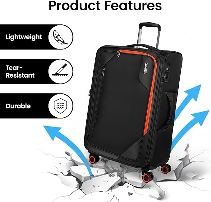 28 inch Luggage with Spinner Wheels,Large Softside Expandable 20% Checked Luggage w/TSA LOCK,Lightweight Durable Rolling Luggage for Men/Women(Black,28in)
