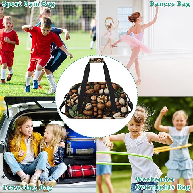 Nut Theme Kids-Duffel-Bags Gymnastics Dance Bag Carry-On Overnight Travel Gym Lightweight Dance Sports Bags For Girls Boys Kids,