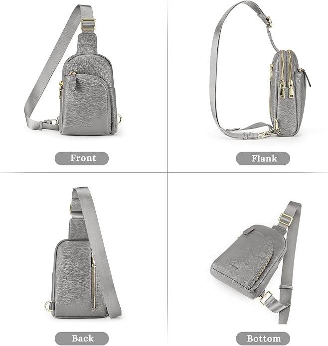 S-ZONE Genuine Leather RFID Blocking Small Sling Bag Women Crossbody Fanny Packs