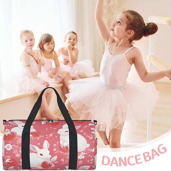 Easter Strawberries Rabbits Travel Duffle Bag for Women Men, Overnight Weekender Bag, Carry on Tote for Sport Gym