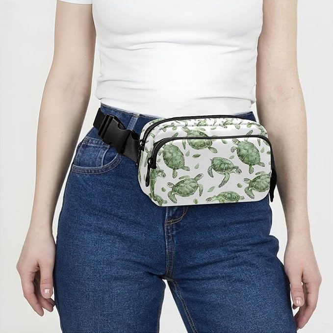 Ocean Sea Green Turtles Fanny Pack for Women Men Water Resistant Fashion Waist Packs with Adjustable Strap Belt Bag for Travel Workout Jogging Hiking 21220067