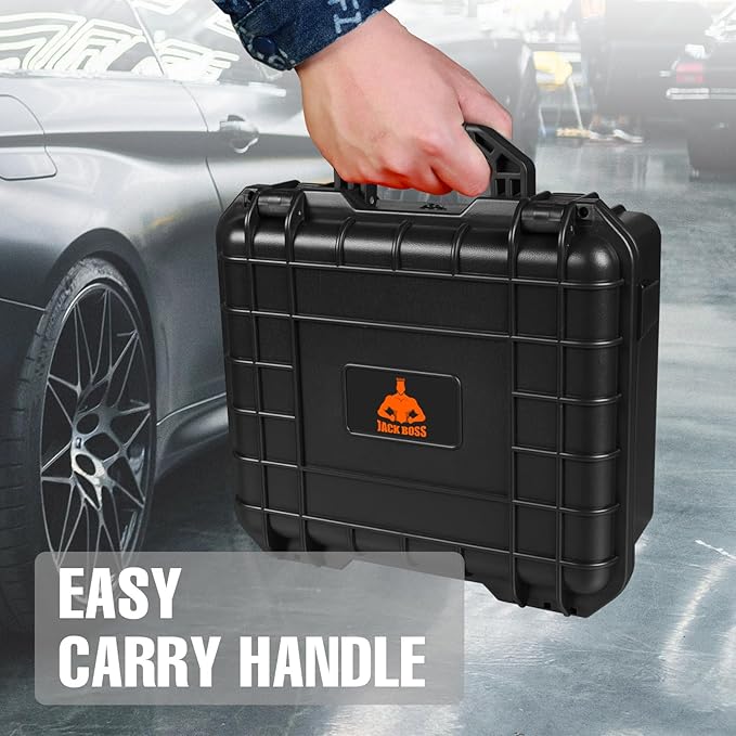 13.6X11.4X6 Inch Hard Case, Portable Weather Waterproof Protective Camera Case with Customizable Foam, Foam Case Fit Use of Drones, Camera, Equipments, Black,upgraded
