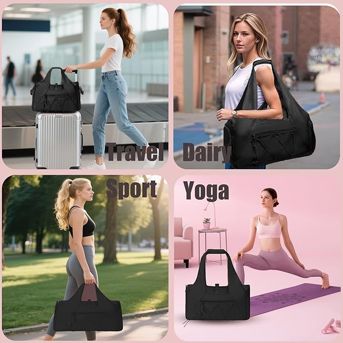 Gym Bag for Women & Men Duffle Bag with Shoes Compartment and Wet Compartment - Ideal for Travel, Gym, Sports, Duffel, Weekender, Dance