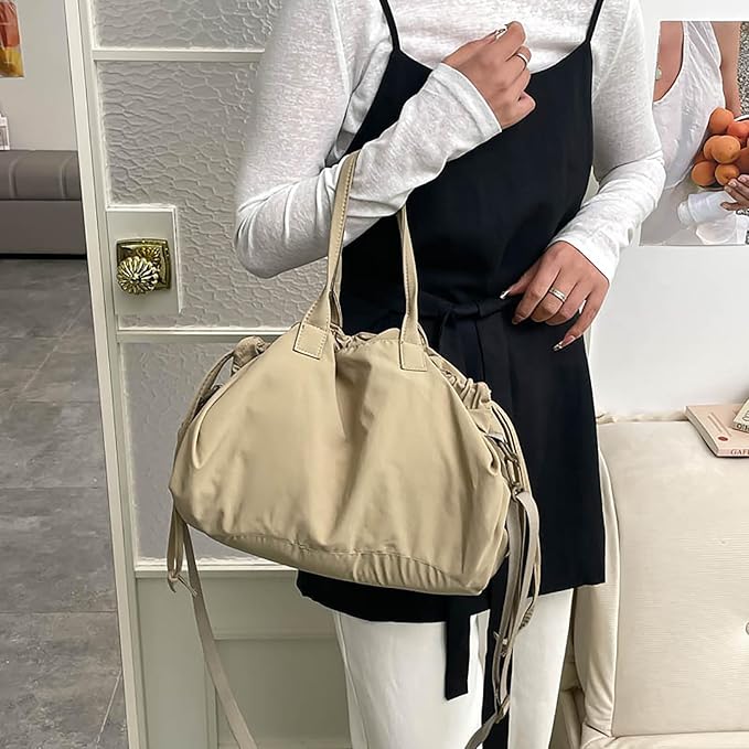 Stylish Crinkled Nylon Handbag with Adjustable Comfortable Strap and Spacious Interior Shoulder Bag for Work or Gym Use Bag