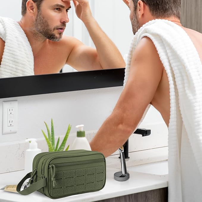 QT&QY Tactical Toiletry Bag For Men Hygiene Bag EDC Military Tool Molle Pouches Small Dopp Kit Mens Shaving Kit Travel shower Bags