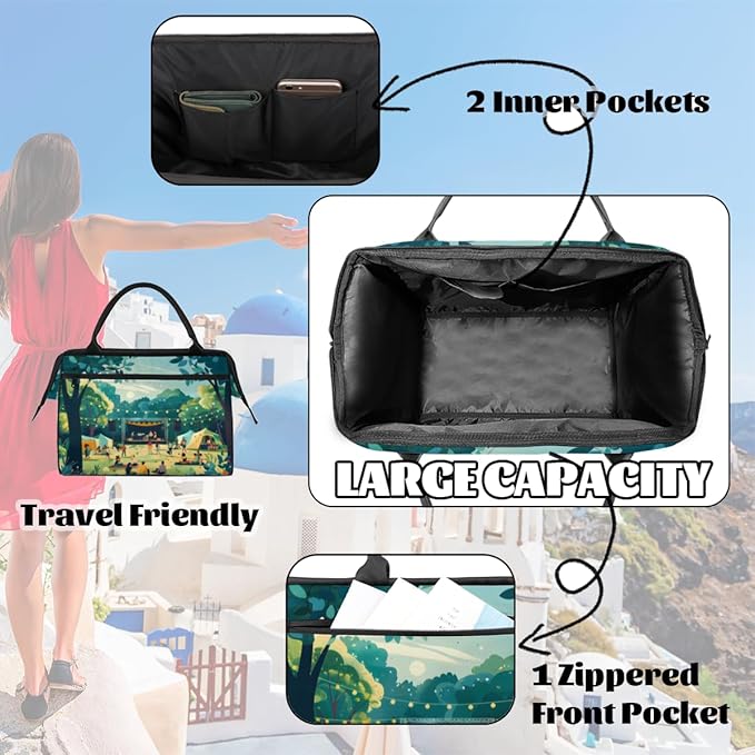 Funny Camping Overnight Weekender Bag for Women Men Travel Duffel Bags Waterproof Luggage Carry on Sports Yoga Gym Bag