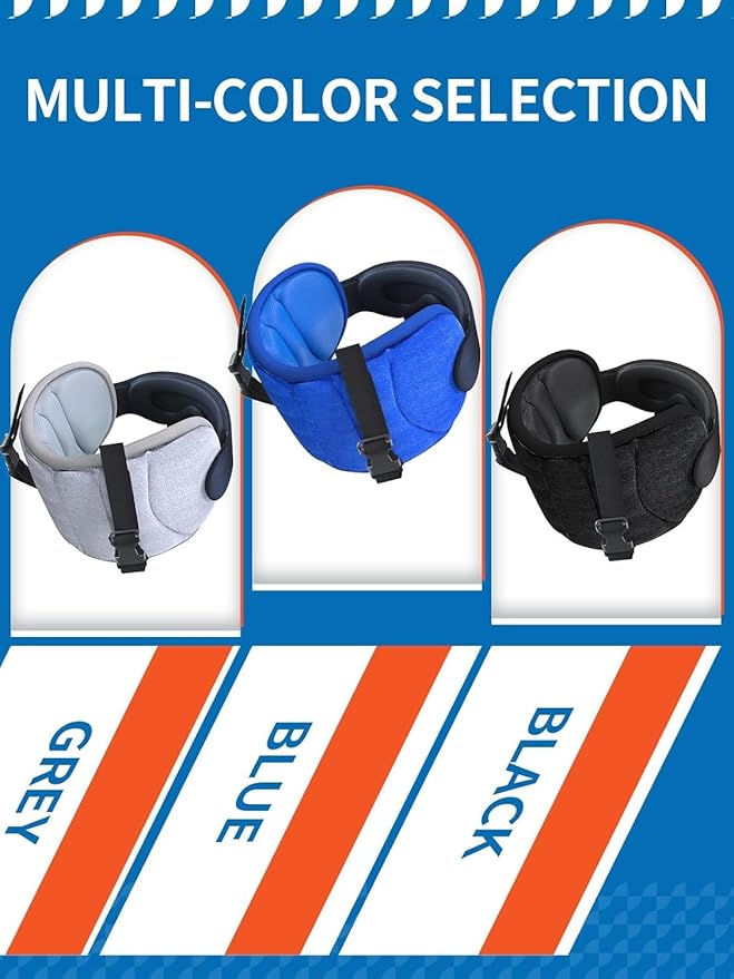 Travel Pillow for Airplanes, Airplane Pillow for Long Flight, Neck Pillow with Eye Mask for Sleeping, Portable Travel Pillow for Car Road Trip Headrest, Stop Bobblehead, Grey