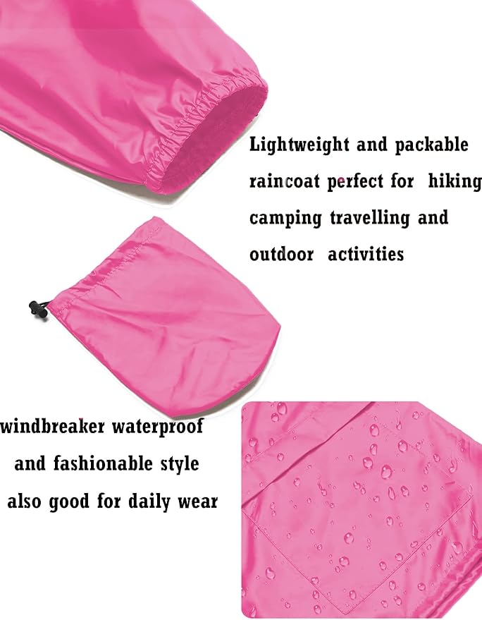 Avoogue Plus Size Raincoat Women Waterproof Rain Jacket Packable Outdoor Hooded Windbreaker