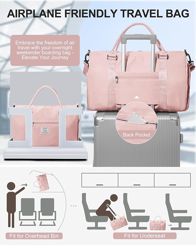 Gym Bag Womens Mens with Shoes Compartment and Wet Pocket Travel Duffel Bags for Women for Plane Sport Gym Tote Bags Swimming Yoga Small Waterproof Weekend Overnight Carry on Bag Hospital Holdalls
